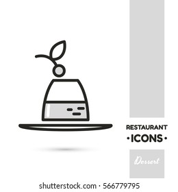 Monochrome linear icon. Stylized dessert. One image of series Restaurant icons. Vector illustration. Can be used for applications and websites