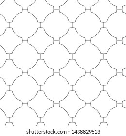 Monochrome linear oriental ornament. Seamless geometric vector pattern 