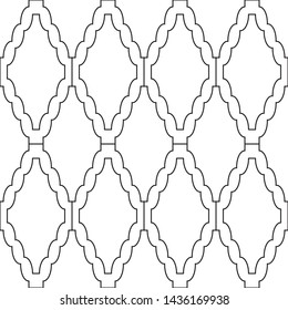 Monochrome linear ornament with rhombic shapes. Seamless vector pattern