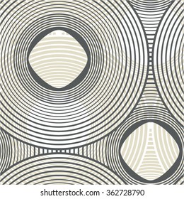 Monochrome linear pattern of circles seamless vector background.