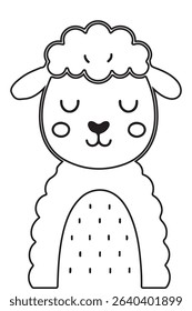 Monochrome line-art lamb sticker peeking over a blank label. Flat black‑and‑white vector perfect for printable crafts, school labels, planners, and kids’ activities.