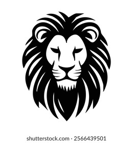 Monochrome Lion Head Design: Striking Symmetry for Logos and Apparel Art