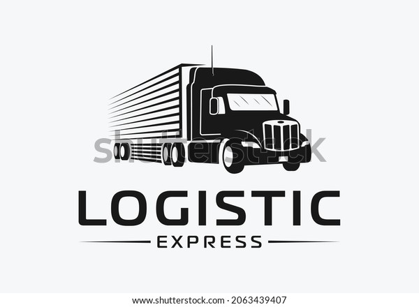 monochrome logistic\
truck express logo\
design