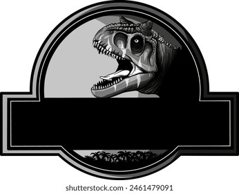 monochrome logo of dinosaur on park vector