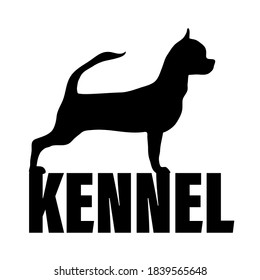 Monochrome logo of the kennel of dogs breed chihuahua. The text logo is black and white.