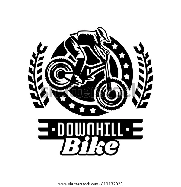 Monochrome Logo Mountain Bike Racer Downhill Stock Vector Royalty Free