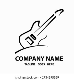 Monochrome logo Template. Black Guitar Art Logo