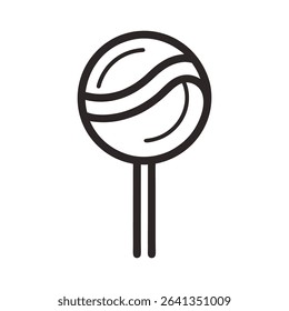 Monochrome Lollipop Icon in Minimal Line Design