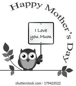 Monochrome I love you mum message isolated on white background
