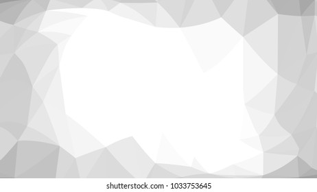 Monochrome low polygonal crystal background. Triangular black and white polygon  pattern. Low poly vector illustration. Copy space. Low polygonal backdrop