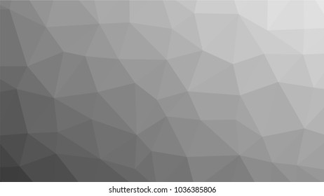Monochrome low polygonal crystal background. Triangular black and white polygon  pattern. Low poly vector illustration. Low polygonal backdrop