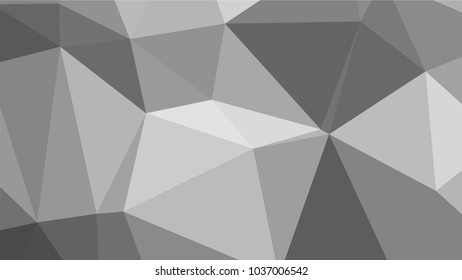 Monochrome low polygonal crystal background. Triangular black and white polygon  pattern. Low poly vector illustration. Copy space. Low polygonal backdrop