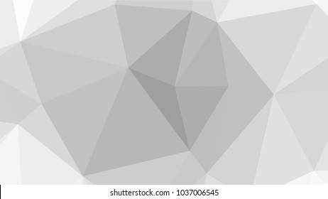 Monochrome low polygonal crystal background. Triangular black and white polygon  pattern. Low poly vector illustration. Copy space. Low polygonal backdrop