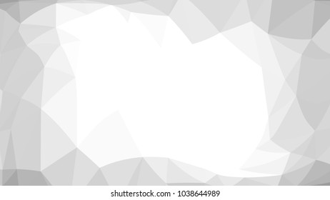 Monochrome low polygonal crystal background. Triangular black and white polygon  pattern. Low poly vector illustration. Copy space. Low polygonal backdrop