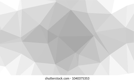 Monochrome low polygonal crystal background. Triangular black and white polygon  pattern. Low poly vector illustration. Low polygonal backdrop