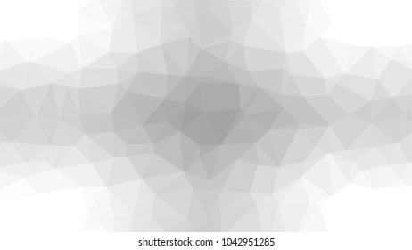 Monochrome low polygonal crystal background. Triangular black and white polygon  pattern. Low poly vector illustration. Low polygonal backdrop