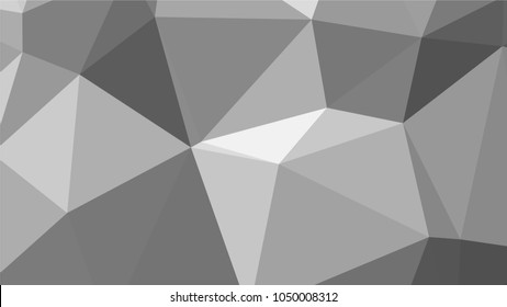 Monochrome low polygonal crystal background. Triangular black and white polygon geometric pattern. Low poly vector illustration. Low polygonal backdrop