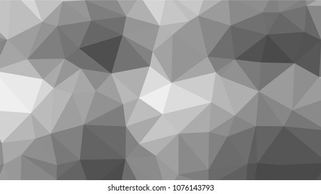 Monochrome low polygonal crystal background. Triangular black and white polygon  pattern. Low poly vector illustration. Low polygonal backdrop
