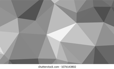 Monochrome low polygonal crystal background. Triangular black and white polygon  pattern. Low poly vector illustration. Low polygonal backdrop