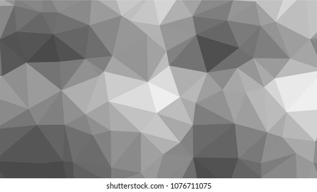 Monochrome low polygonal crystal background. Triangular black and white polygon  pattern. Low poly vector illustration. Low polygonal backdrop