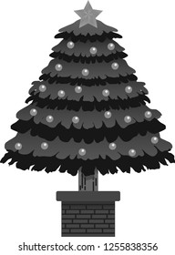 Monochrome Luxuriously decorated Christmas tree