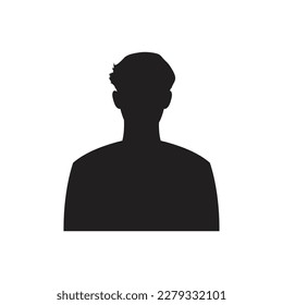 Monochrome man avatar silhouette. User icon vector in trendy flat design.