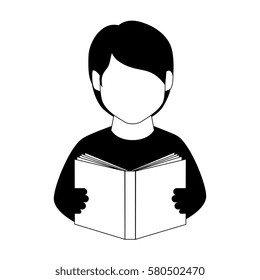 monochrome man half body with book