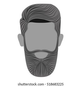 monochrome man head with beard without a face