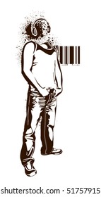 Monochrome man without head. Vector illustration.