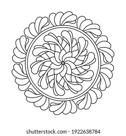 Mandala monocroma, ornamento decorativo, elemento de diseño estampado, Amulet Étnico vectorial.