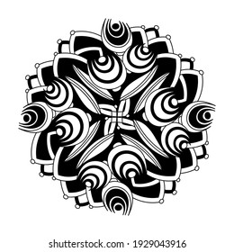 Monochrome Mandala, Decorative ornament, patterned design element. Vector illustration