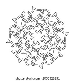 Mandala monocroma, ornamento decorativo, elemento de diseño estampado, Amulet Étnico vectorial.