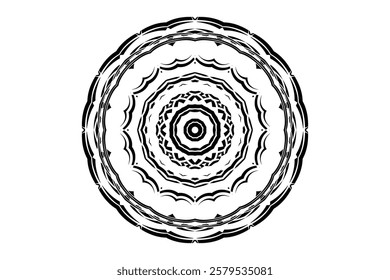 Monochrome Mandala Design Featuring Dots Lines and Star Like Patterns	
