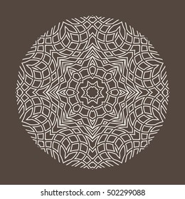 Monochrome Mandala. Geometric vector circular pattern. Figure out wavy lines.