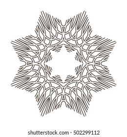 Monochrome Mandala. Geometric vector circular pattern. Figure out wavy lines.