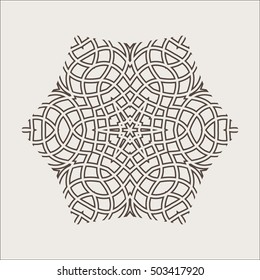 Monochrome Mandala. Geometric vector circular pattern. Figure out wavy lines.