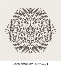 Monochrome Mandala. Geometric vector circular pattern. Figure out wavy lines