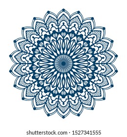 Monochrome mandala isolated on white background.  Hand-drawn illustration. Vector.
