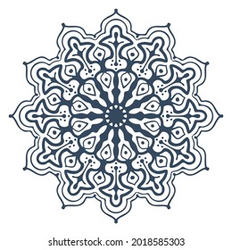 Monochrome mandala isolated on white background.  Hand-drawn illustration. Vector.