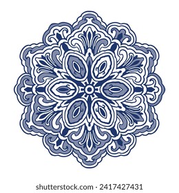 Monochrome mandala isolated on white background.  Hand-drawn illustration. Vector.