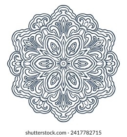 Monochrome mandala isolated on white background.  Hand-drawn illustration. Vector.