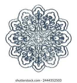 Monochrome mandala isolated on white background.  Hand-drawn illustration. Vector.