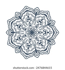 Monochrome mandala isolated on white background.  Hand-drawn illustration. Vector.