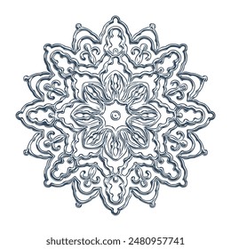 Monochrome mandala isolated on white background.  Hand-drawn illustration. Vector.