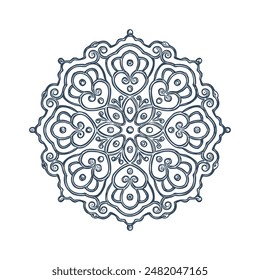 Monochrome mandala isolated on white background.  Hand-drawn illustration. Vector.