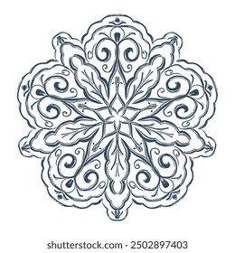 Monochrome mandala isolated on white background.  Hand-drawn illustration. Vector.