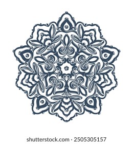 Monochrome mandala isolated on white background.  Hand-drawn illustration. Vector.