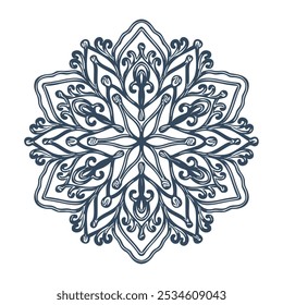 Monochrome mandala isolated on white background.  Hand-drawn illustration. Vector.
