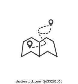 Monochrome Map with Location Pin Pointing Destination Travel Logistics Concept