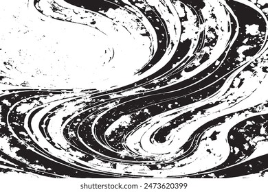 Monochrome Marble Texture: Hand-Drawn Black and White Watercolor Marbling Abstract